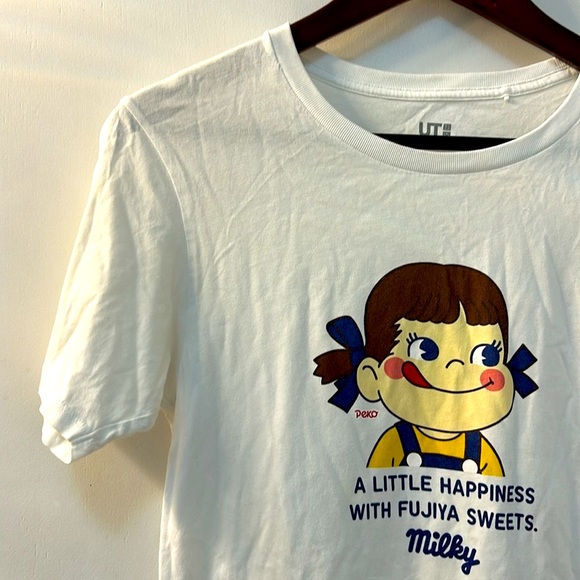 UNIQLO X Fujiya White Milky Peko-chan Tee, Sz XS - Picture 2 of 7